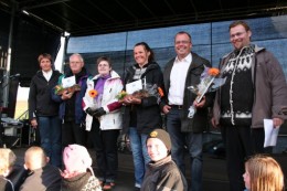 Verðlaunahafar ásamt nefndarfólki. Sigurlaug Markúsdóttir, Benedikt Blöndal, Svala Runólfsdóttir, Valgerður Hilmarsdóttir, Sigurður Jóhannesson og Þórhallur Barðason