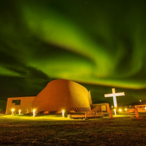 Norðurljósadans á Blönduósi. Ljósm./Höskuldur Birkir Erlingsson.